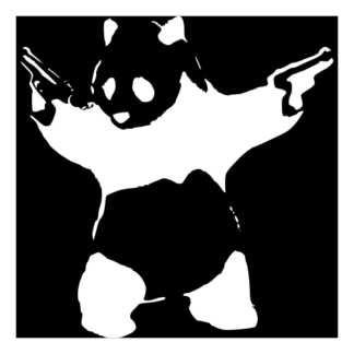 Guns Out Panda Decal (White)